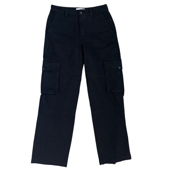 Aritzia Pants - Aritzia TNA Black Corbett‎ Wide Leg Twill Cargo Pants Size 4